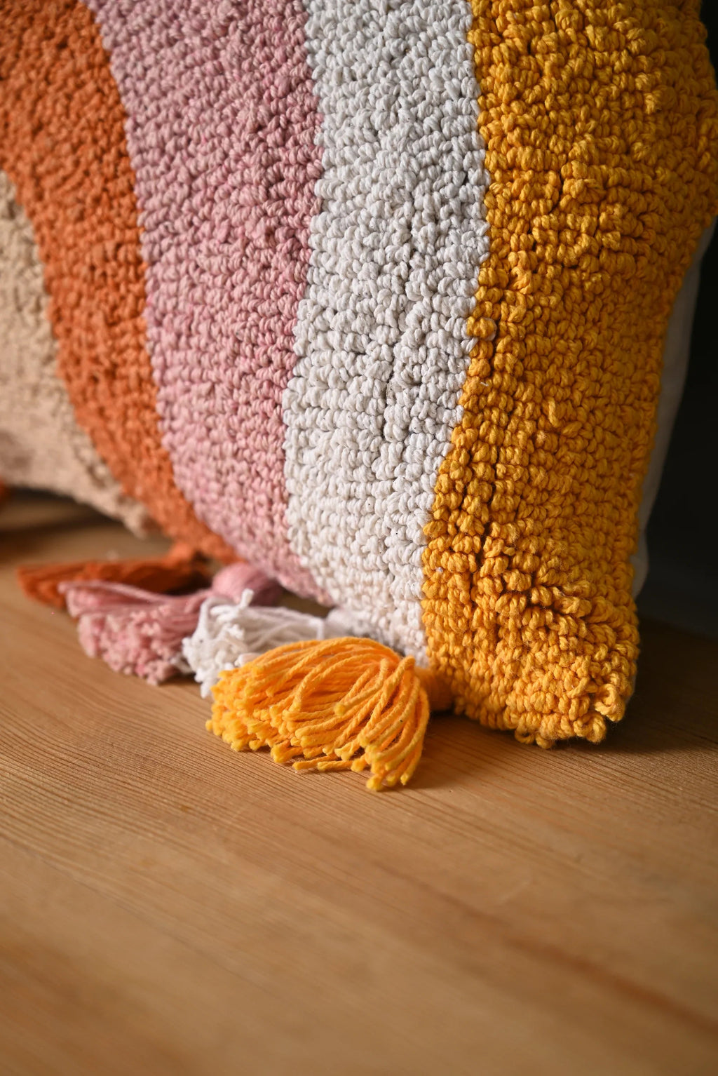 Half Round Shape Multicolor Truffted Cushion Cover - SanskrutiHomes 