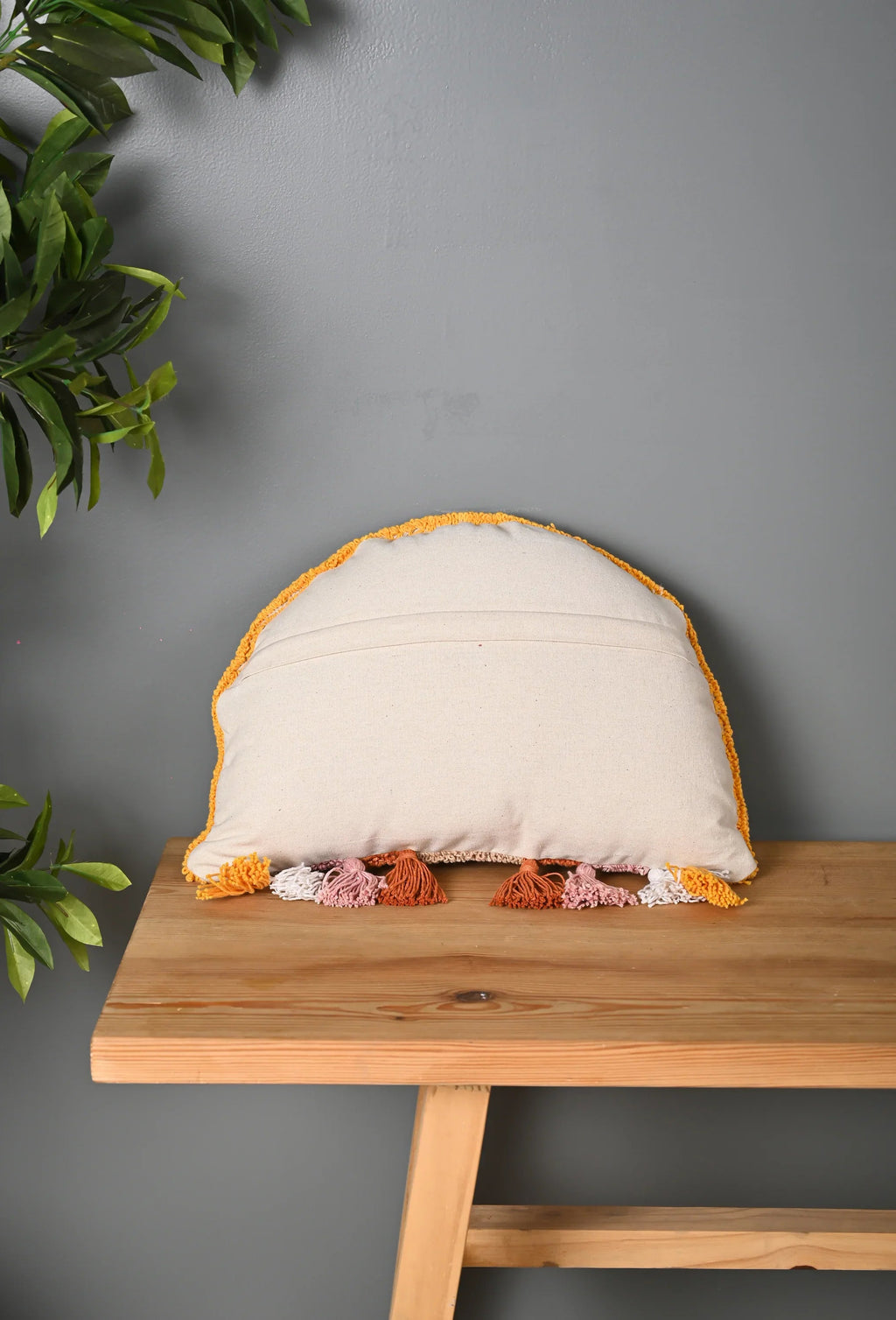 Half Round Shape Multicolor Truffted Cushion Cover - SanskrutiHomes 