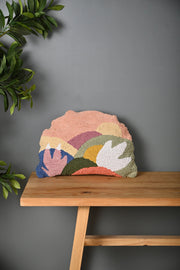 Multicolor Half Round Truffted Cotton Cushion Cover - SanskrutiHomes 