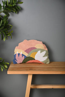Multicolor Half Round Truffted Cotton Cushion Cover - SanskrutiHomes 