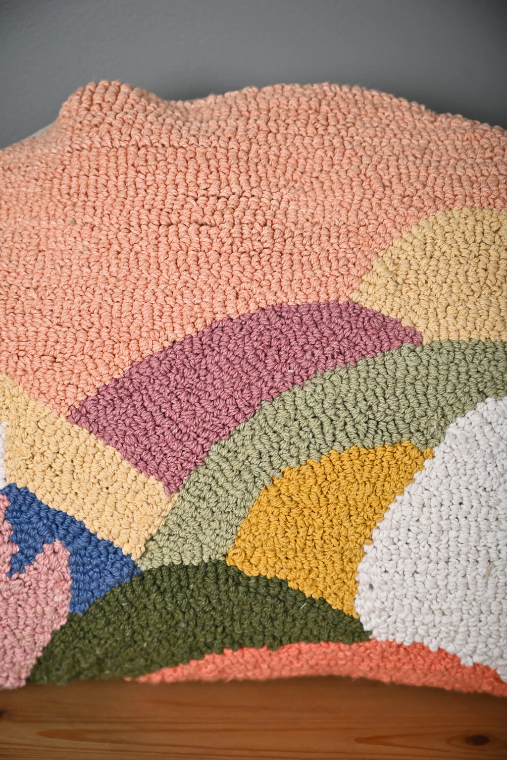 Multicolor Half Round Truffted Cotton Cushion Cover - SanskrutiHomes 