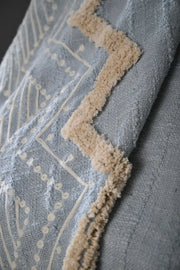 Blue Color Zig Zag Design Embroidery Throw