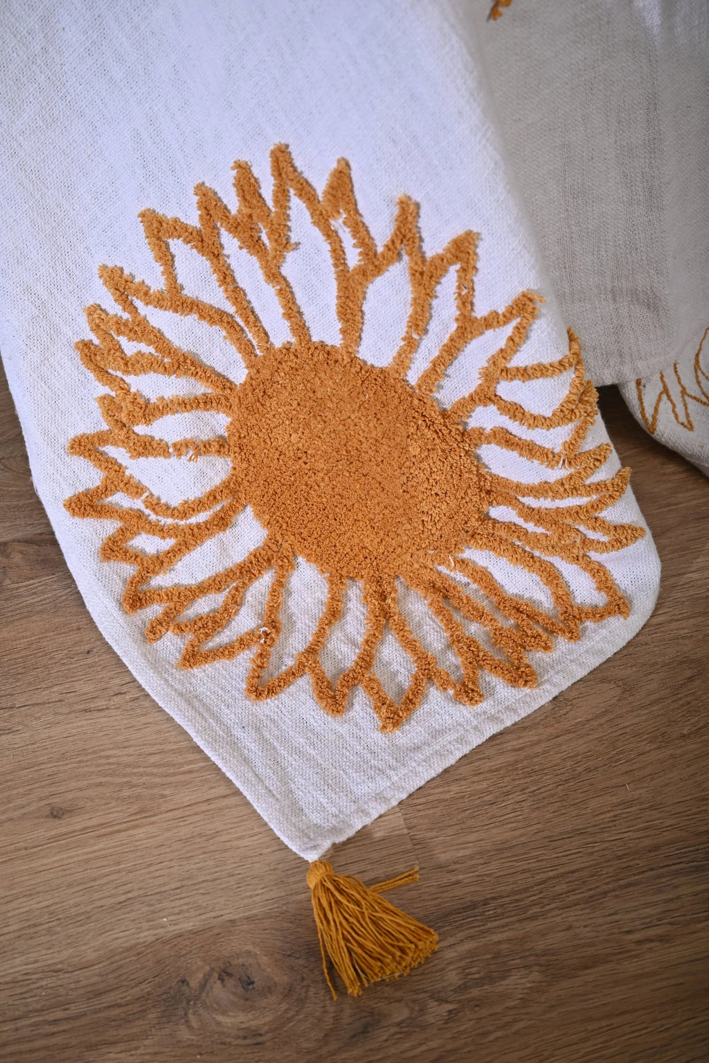 Yellow Sunflower Embroidery Throw - SanskrutiHomes 