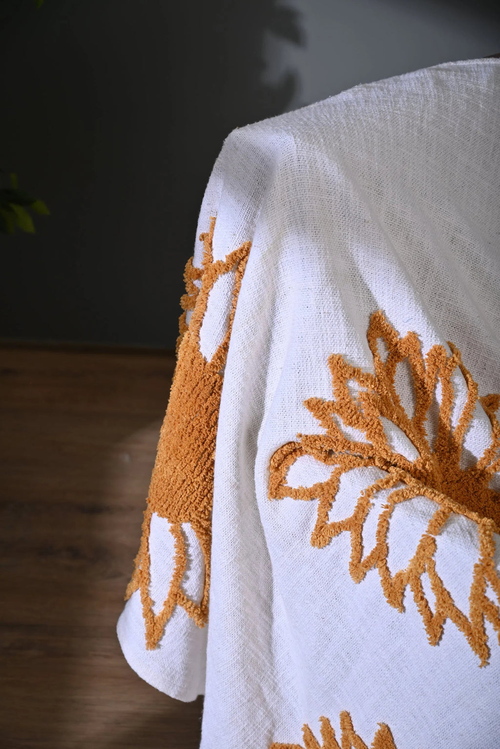 Yellow Sunflower Embroidery Throw - SanskrutiHomes 
