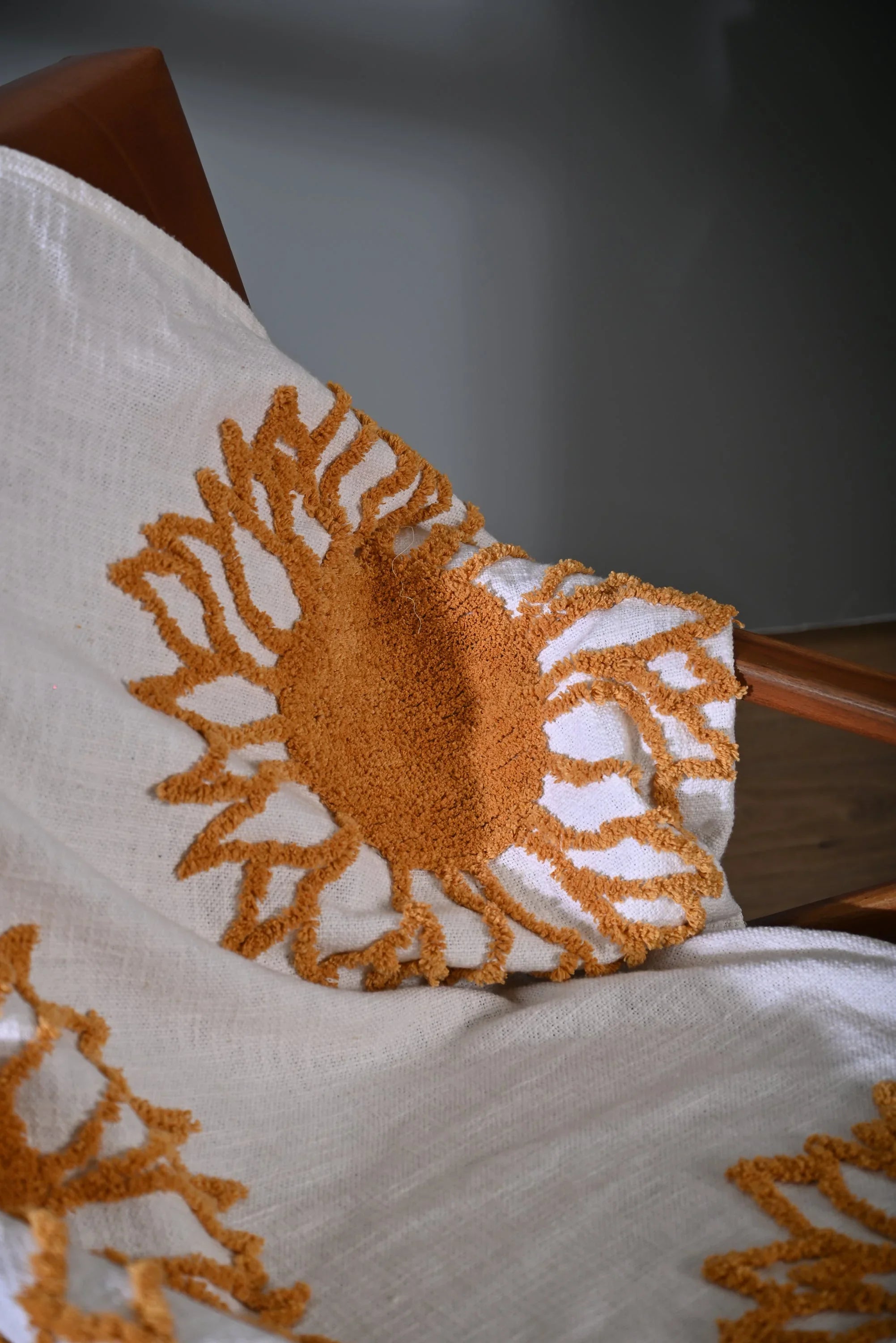 Yellow Sunflower Embroidery Throw - SanskrutiHomes 