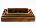 PRINTED RECTANGLE TRAY SET OF 3 WITH WOODEN BASE NOT MDF BASED - SanskrutiHomes 