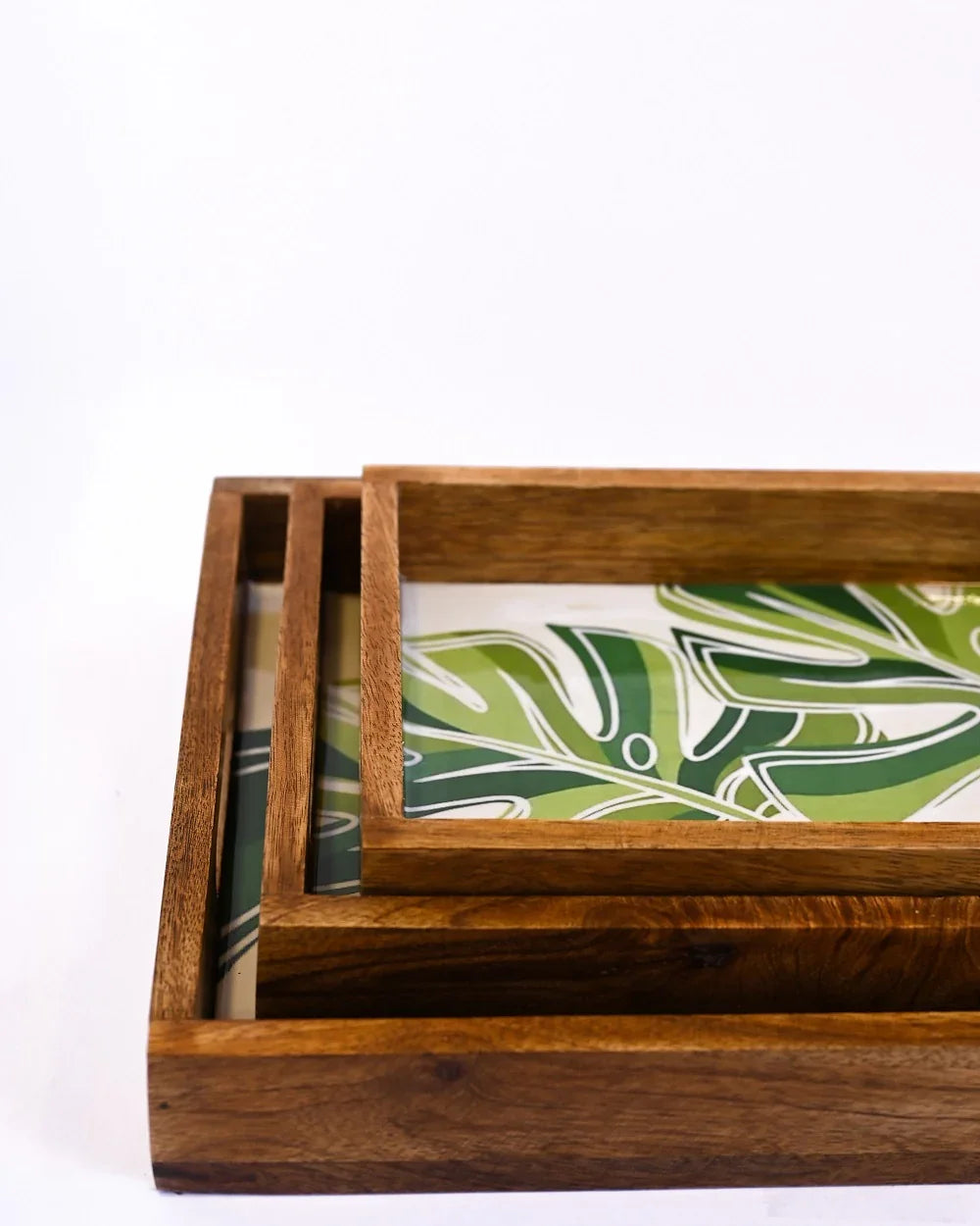 PRINTED RECTANGLE TRAY SET OF 3 - SanskrutiHomes 