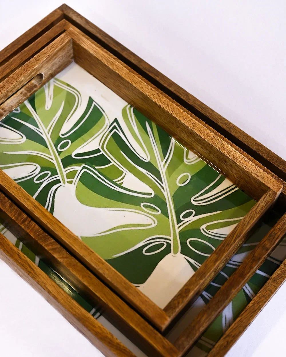 PRINTED RECTANGLE TRAY SET OF 3 - SanskrutiHomes 