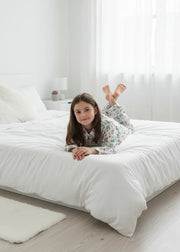 White Abstract Printed Pure Cotton Shirt Collar Night Suit for Kids - SanskrutiHomes 