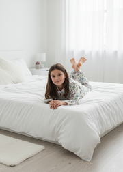 White Abstract Printed Pure Cotton Shirt Collar Night Suit For Kids