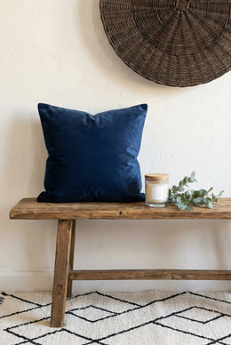 Blue Solid Squared Durable Velvet Cushion Cover