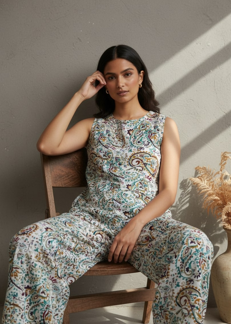 Red Dog Printed Cotton Night Suit Set - SanskrutiHomes 