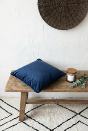 Blue Solid Squared Durable Velvet Cushion Cover