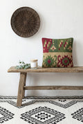 Green Geometric Jute Cotton Squared Textured Cushion Covers
