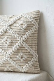 White Embroidered Cotton Breathable Squared Cushion Cover