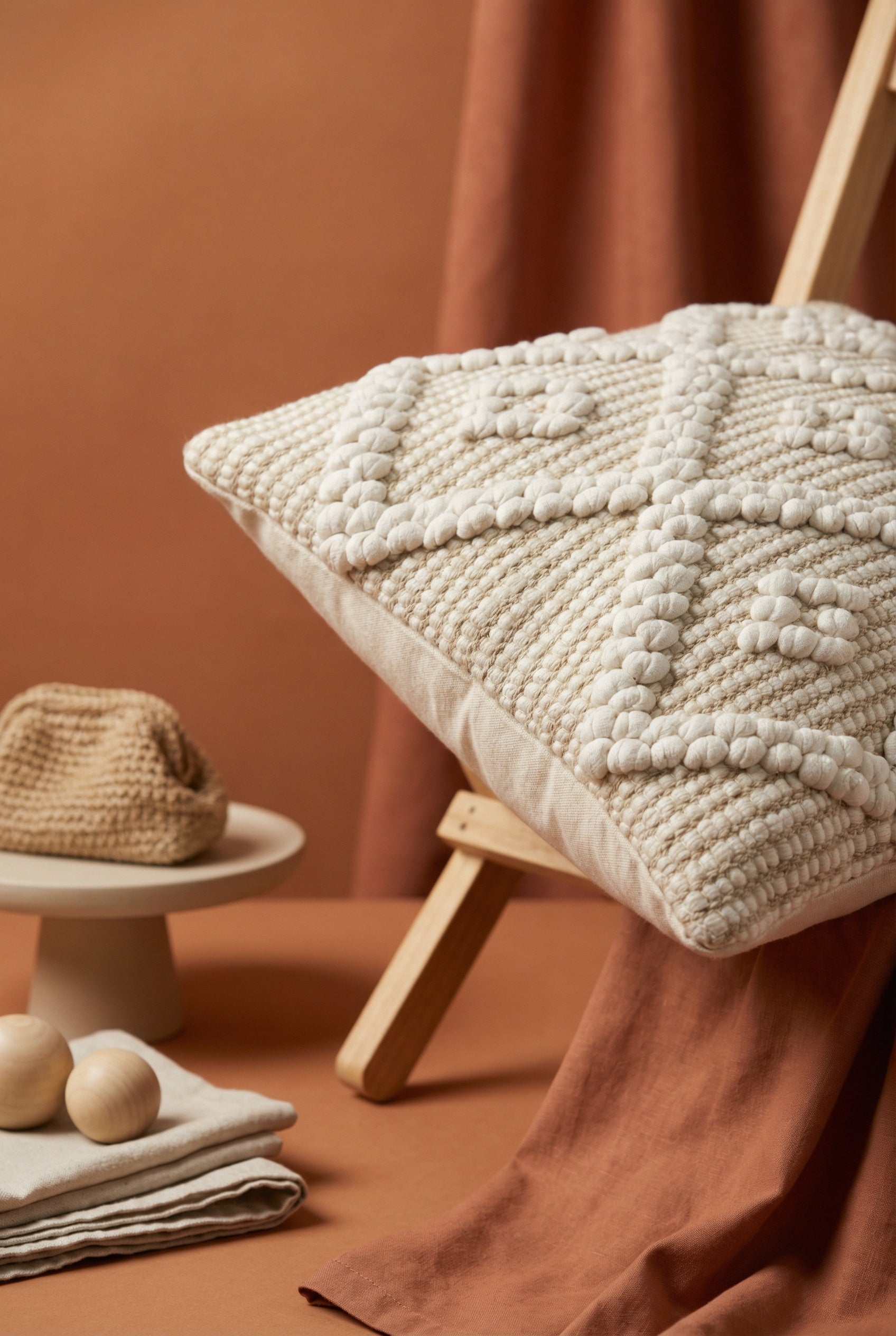 White Embroidered Cotton Breathable Squared Cushion Cover