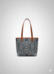 Floral Printed Canvas Tote Bag with Leatherette Handles - SanskrutiHomes 