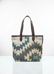 Multi color Geometric Print with Brown Handle Tote Bag for Women - SanskrutiHomes 