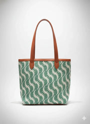Floral Printed Canvas Tote Bag with Leatherette Handles - SanskrutiHomes 