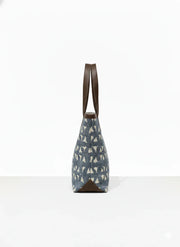 Navy Blue Ethnic Motif Print Cotton Tote Bag for Women - SanskrutiHomes 