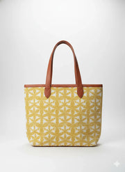 Floral Printed Canvas Tote Bag with Leatherette Handles - SanskrutiHomes 