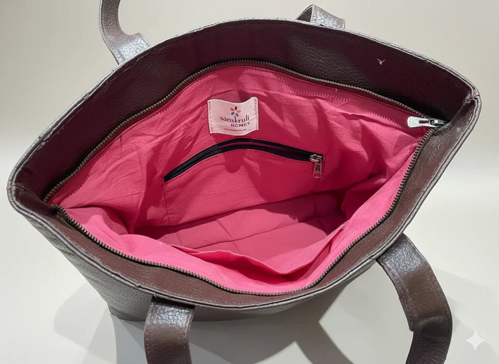 Orange Geometric Print Cotton Tote Bag for Women - SanskrutiHomes 