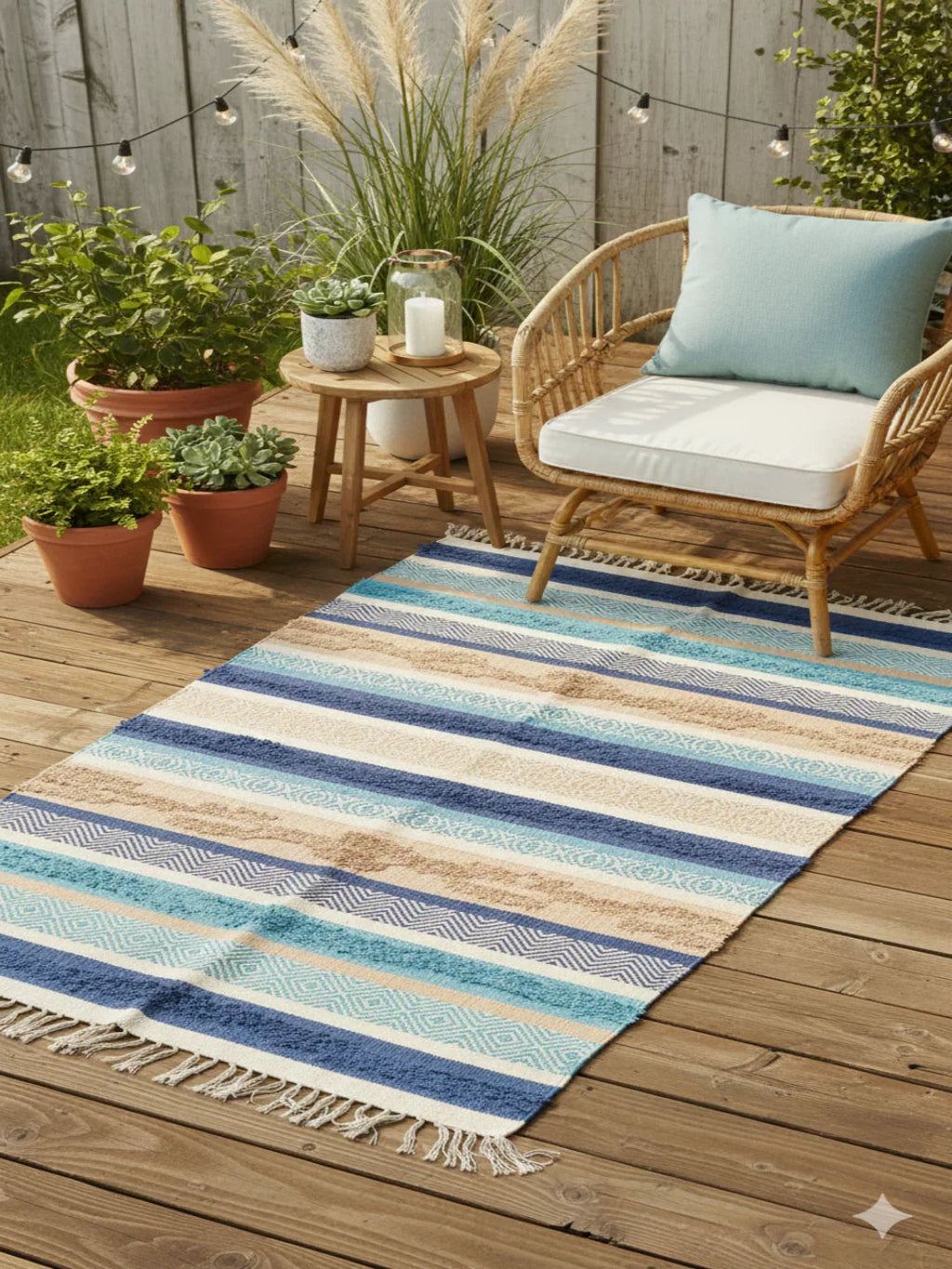 Hand-weaved 100% Cotton Multi-color Rug - SanskrutiHomes 