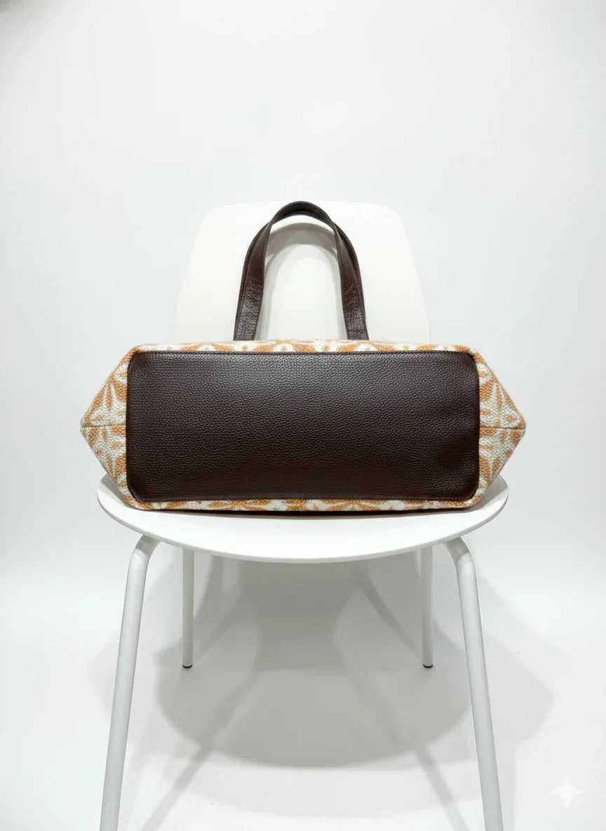 Orange Geometric Print Cotton Tote Bag for Women - SanskrutiHomes 