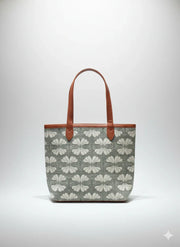 Floral Printed Canvas Tote Bag with Leatherette Handles - SanskrutiHomes 
