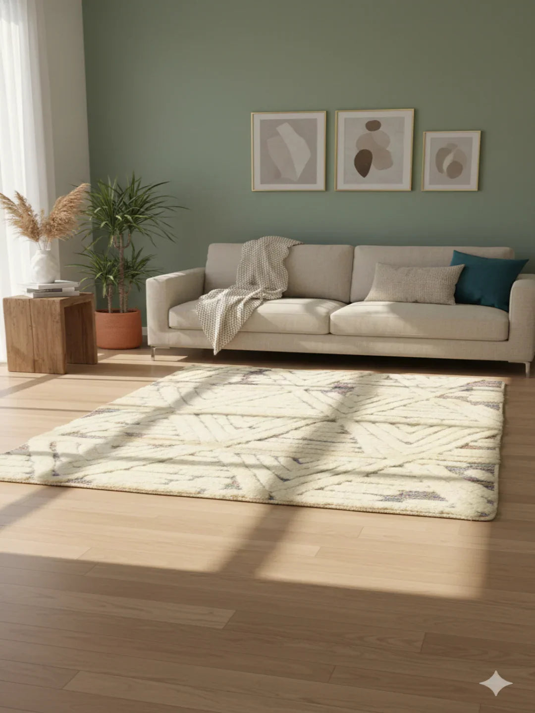 Hand-weaved Turkish Indigo soft Cotton wool Rug - SanskrutiHomes 