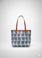 Floral Printed Canvas Tote Bag with Leatherette Handles - SanskrutiHomes 