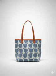 Floral Printed Canvas Tote Bag with Leatherette Handles - SanskrutiHomes 