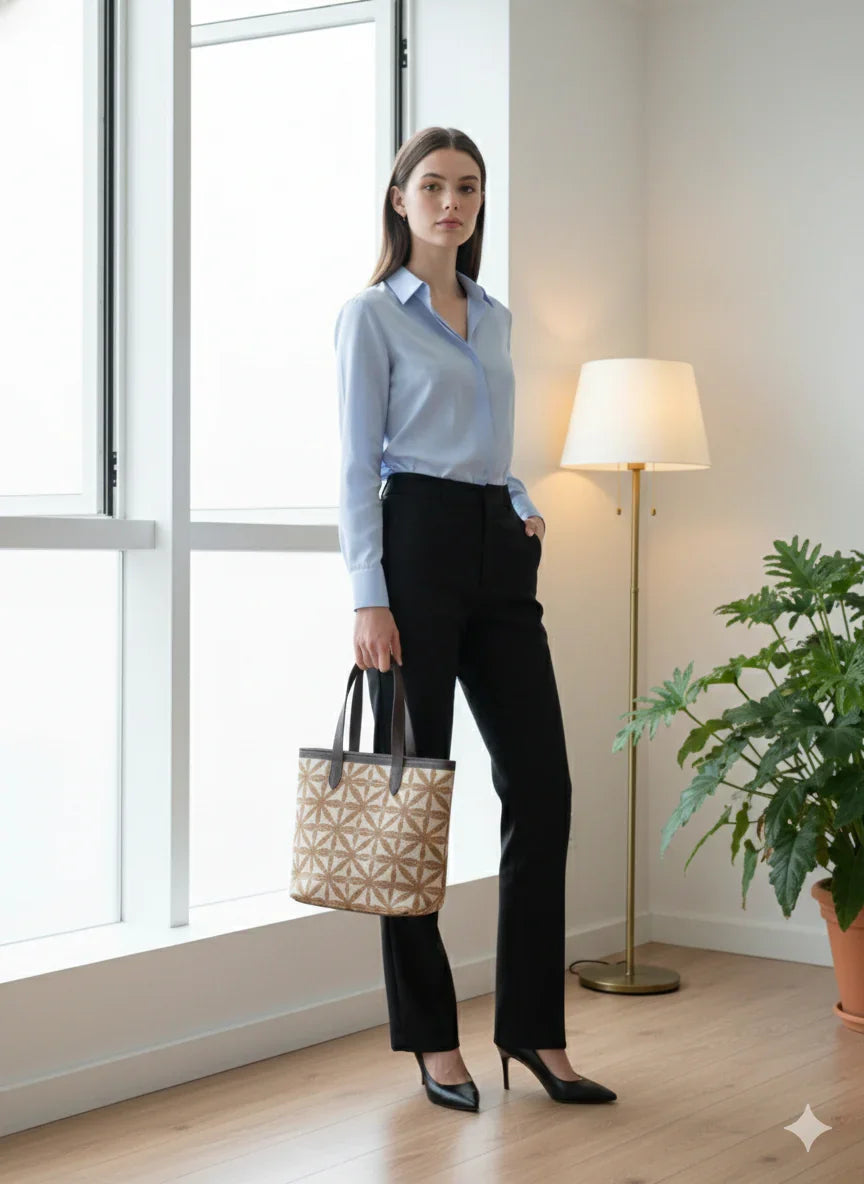 Orange Geometric Print Cotton Tote Bag for Women - SanskrutiHomes 