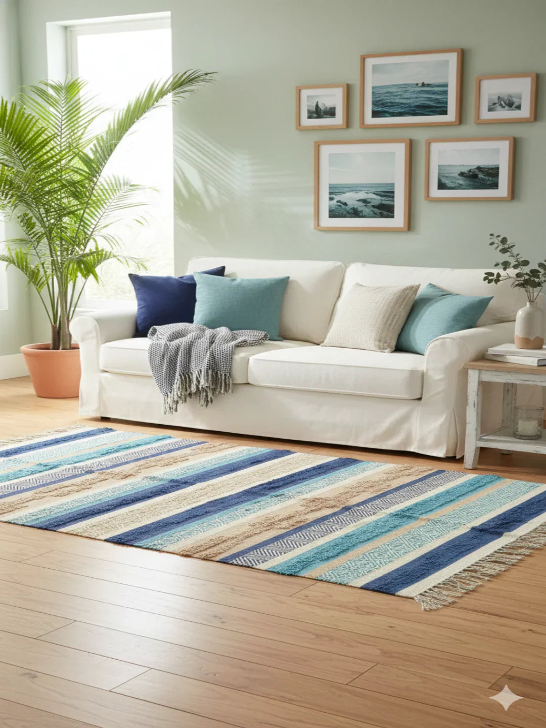 Hand-weaved 100% Cotton Multi-color Rug - SanskrutiHomes 