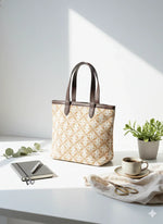 Orange Geometric Print Cotton Tote Bag for Women - SanskrutiHomes 