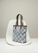 Indigo Floral Print Cotton Tote Bag for women - SanskrutiHomes 