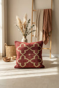 Rust Red Geometric Cotton Squared Cushion Cover