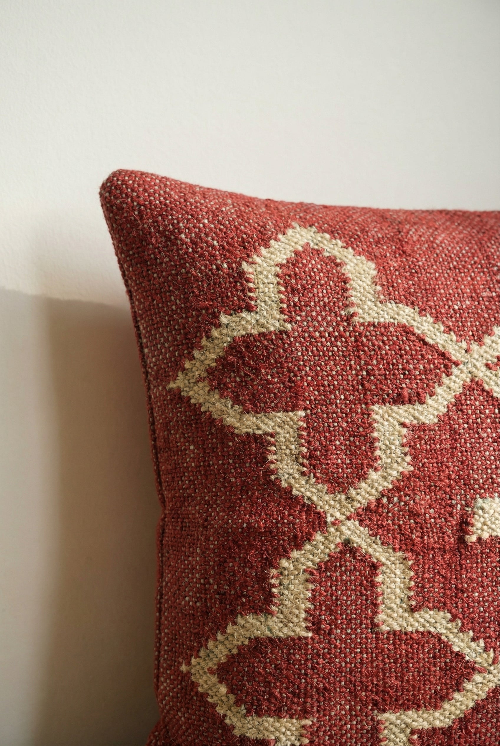 Rust Red Geometric Cotton Squared Cushion Cover