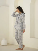 Check Printed Winter Cotton Night Suit Set - SanskrutiHomes 