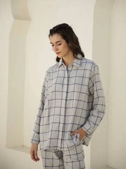 Check Printed Winter Cotton Night Suit Set - SanskrutiHomes 