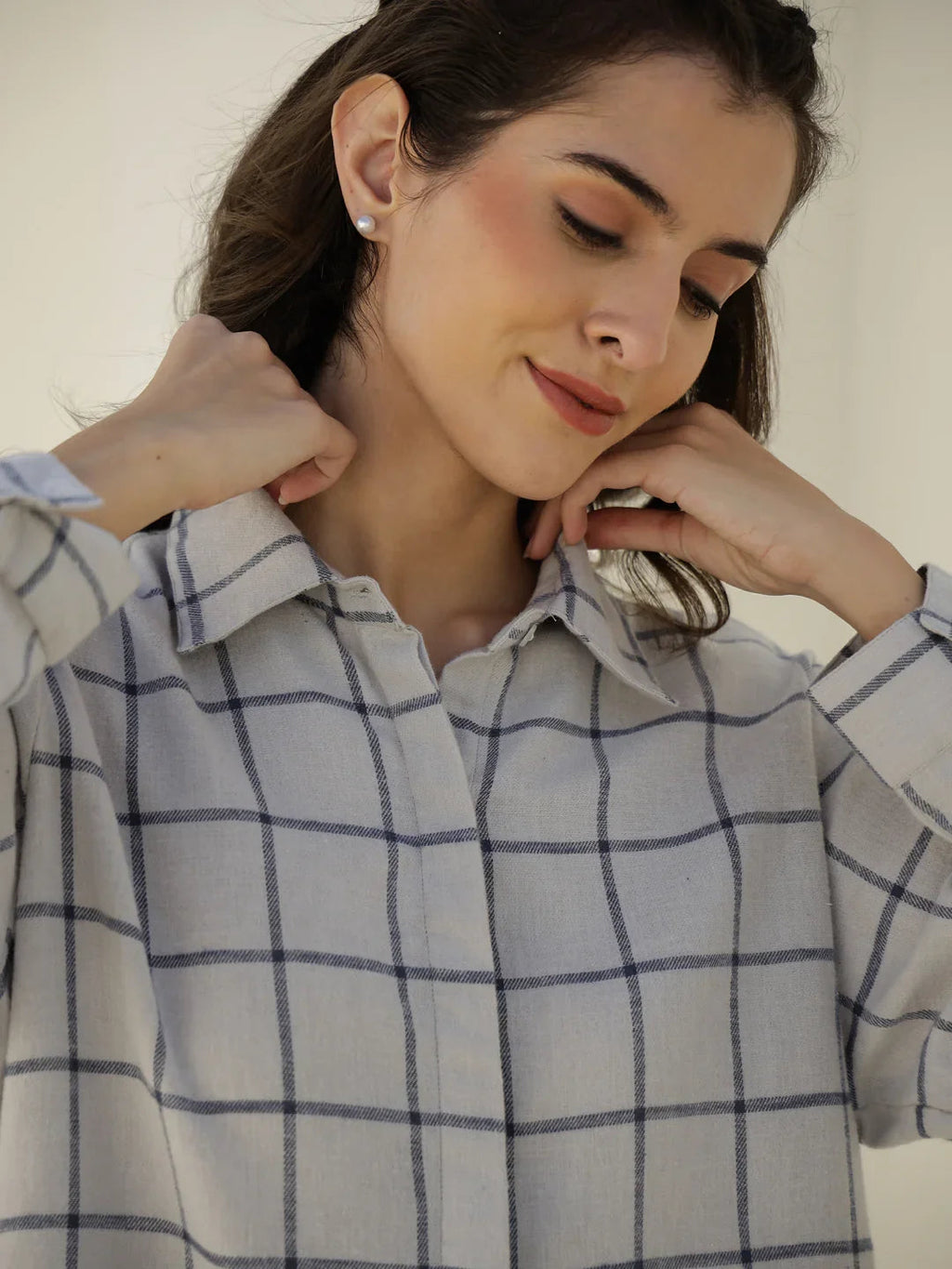 Check Printed Winter Cotton Night Suit Set - SanskrutiHomes 