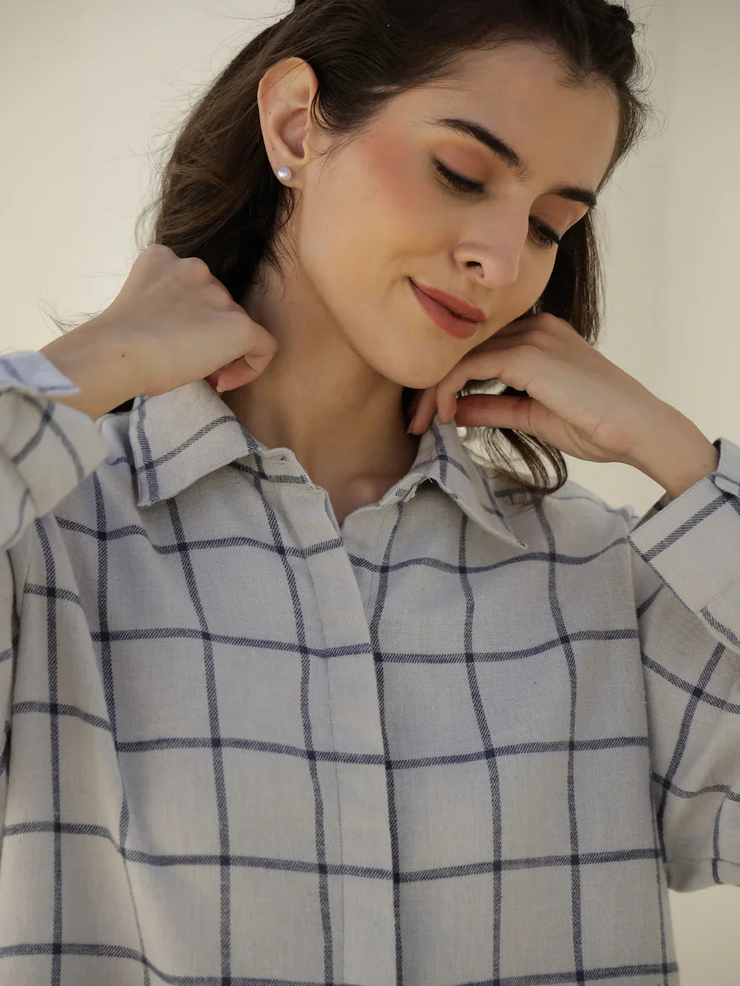 Check Printed Winter Cotton Night Suit Set - SanskrutiHomes 