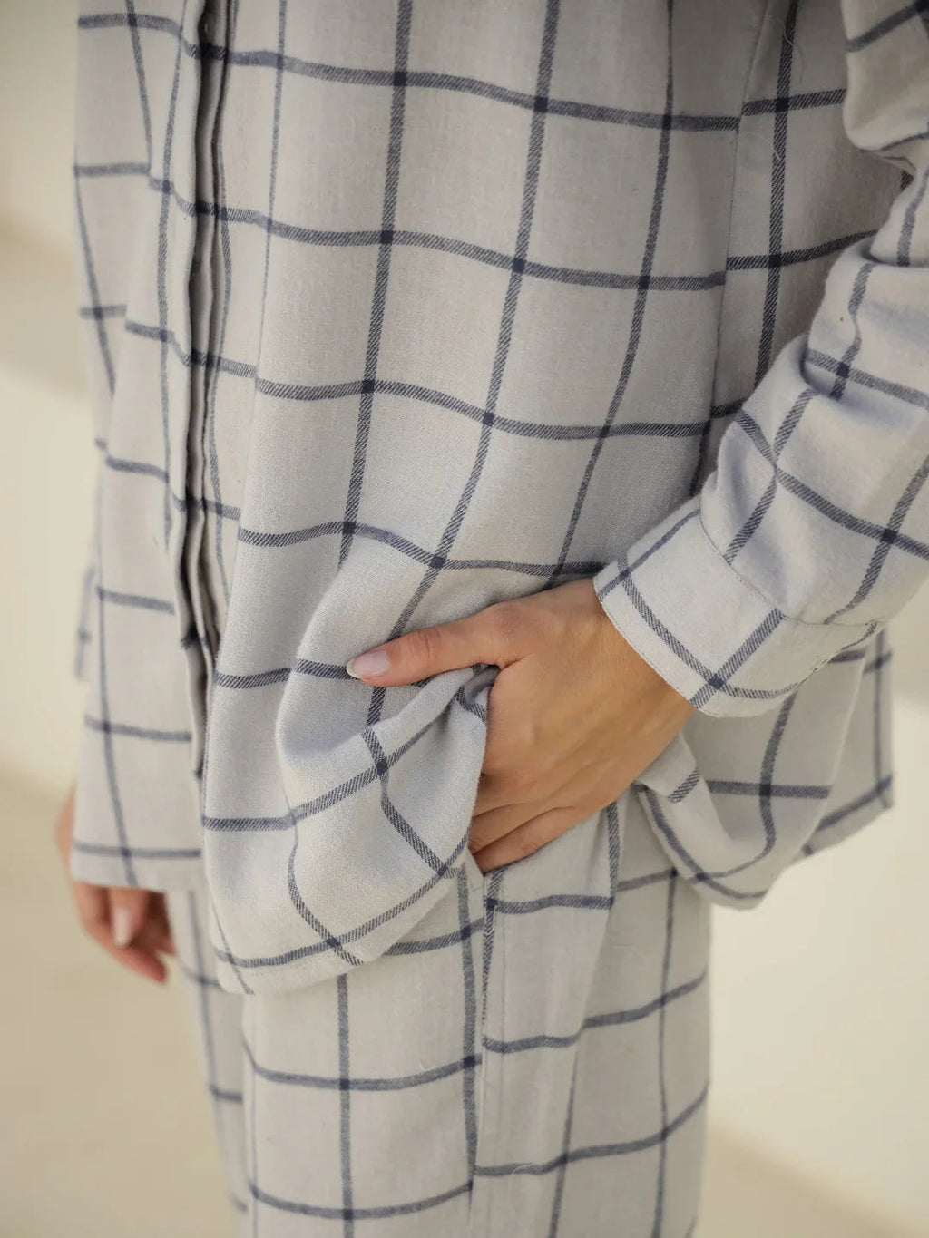 Check Printed Winter Cotton Night Suit Set - SanskrutiHomes 