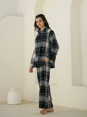 Check Printed Winter Cotton Night Suit - SanskrutiHomes 