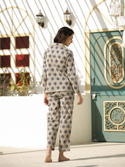 Leaf Printed Cotton Night Suit Set