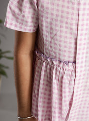 Pink Check Printed Cotton Co-ords Set - SanskrutiHomes 