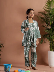 Set of 3 Floral Printed Cotton Night Suit for Kids - SanskrutiHomes 