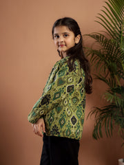 Floral Printed Cotton Winter Jacket for Kids - SanskrutiHomes 