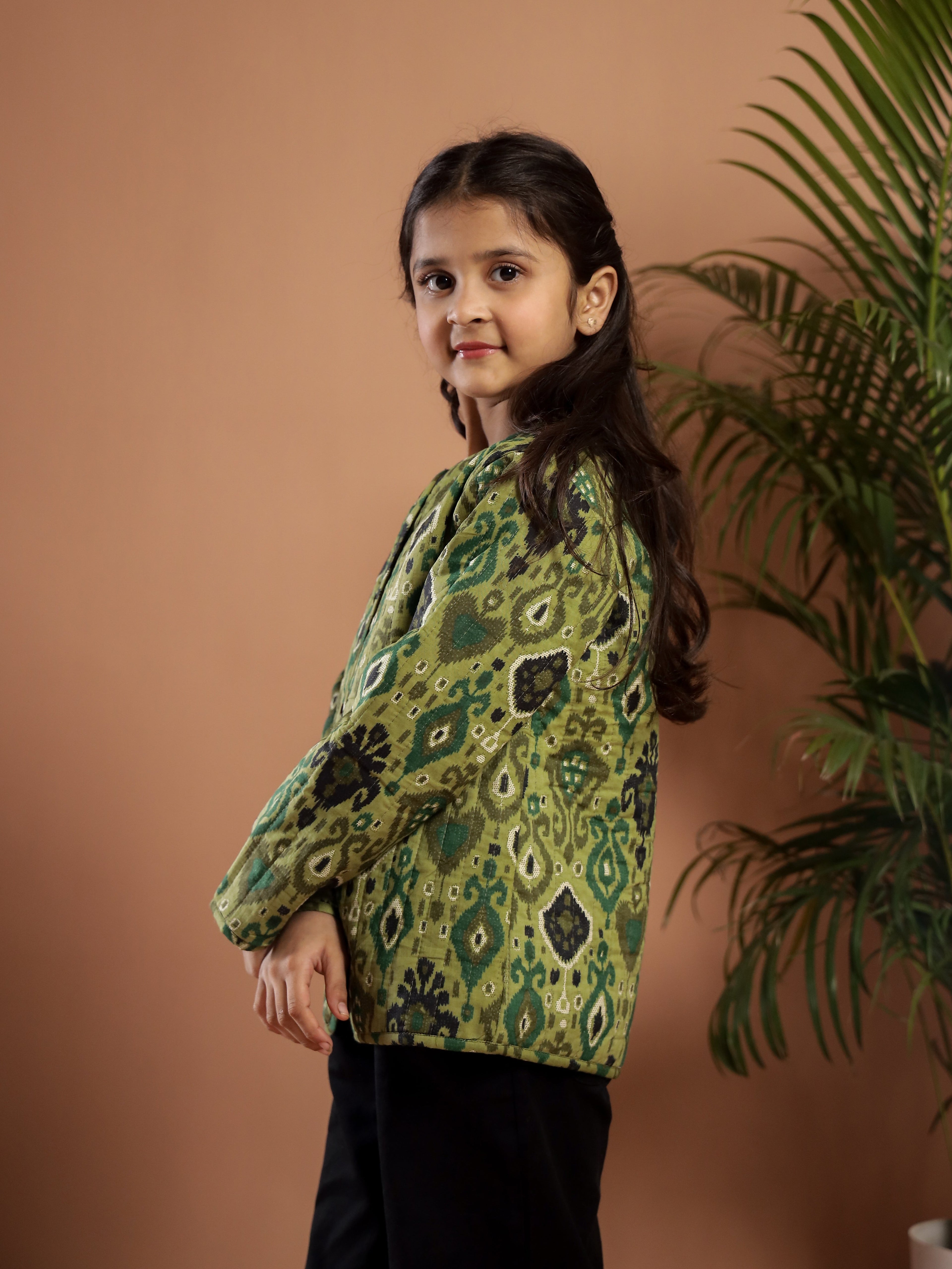Floral Printed Cotton Winter Jacket for Kids - SanskrutiHomes 