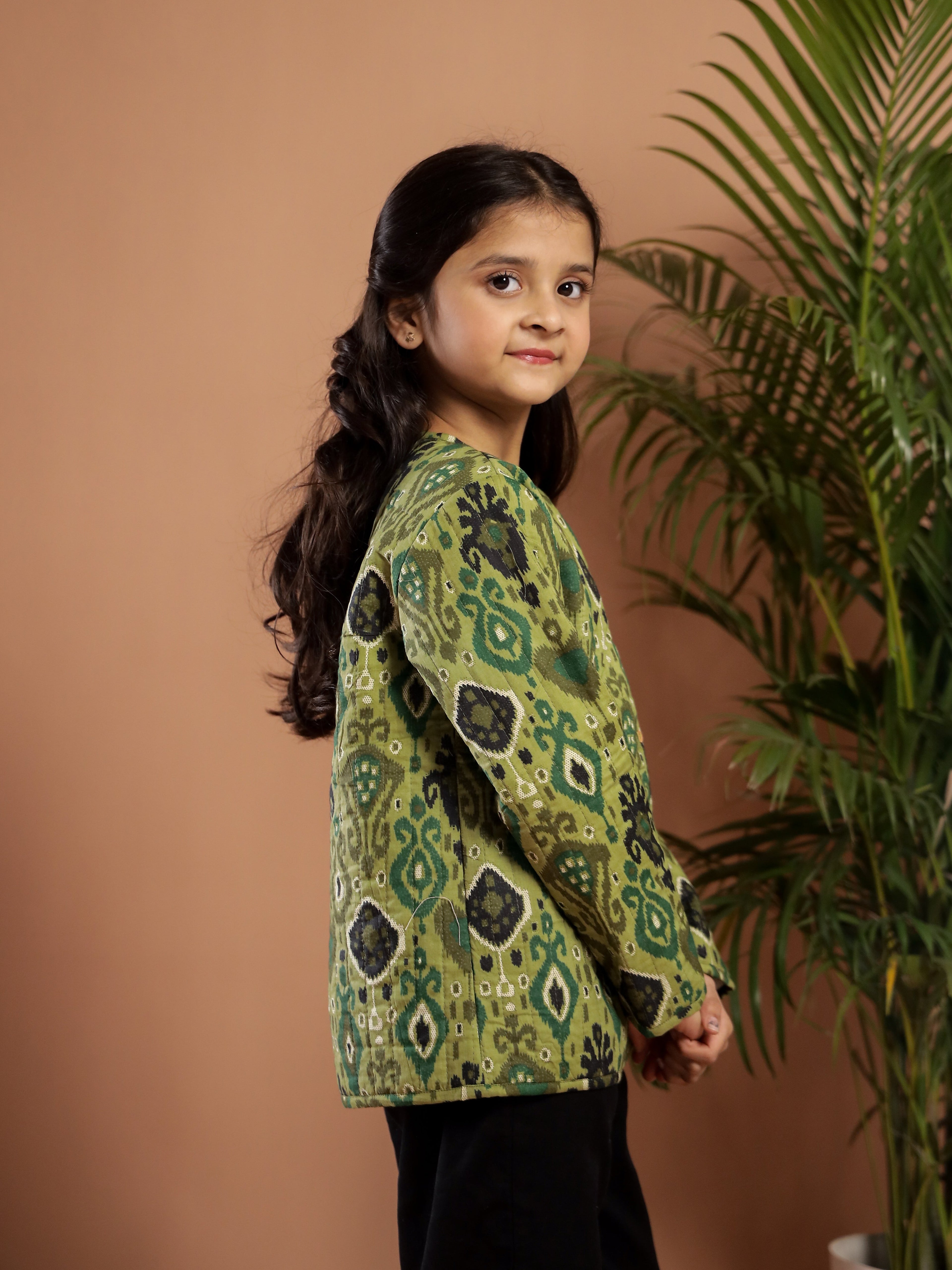 Floral Printed Cotton Winter Jacket for Kids - SanskrutiHomes 